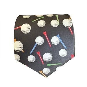 Parquet Men's Tie Golf Balls & Colorful Tees Black 60" x 3.5" Handmade Polyester